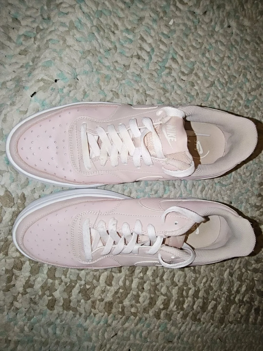 Nike Women’s Platform Lace-Up Sneakers in Pale Pink and White